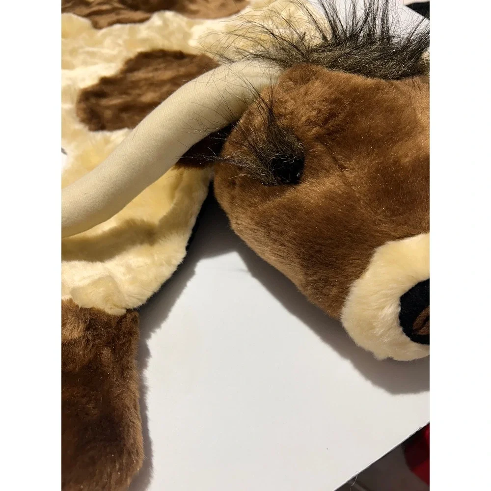 Carstens Plush Longhorn Cow Rug Nursery Baby Play Mat Decor Blanket Brown Cream